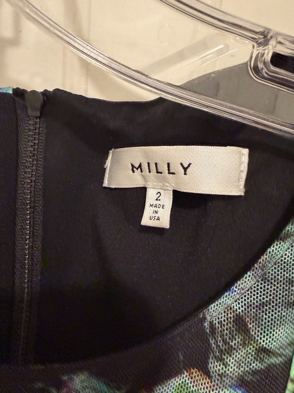Milly Black Floral Cutout Mesh Top with Multi-Color Print - Picture 2 of 3